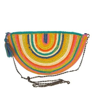 Boho Rainbow Clutch Purse Sparkle Metallic Tassel Crossbody Bag